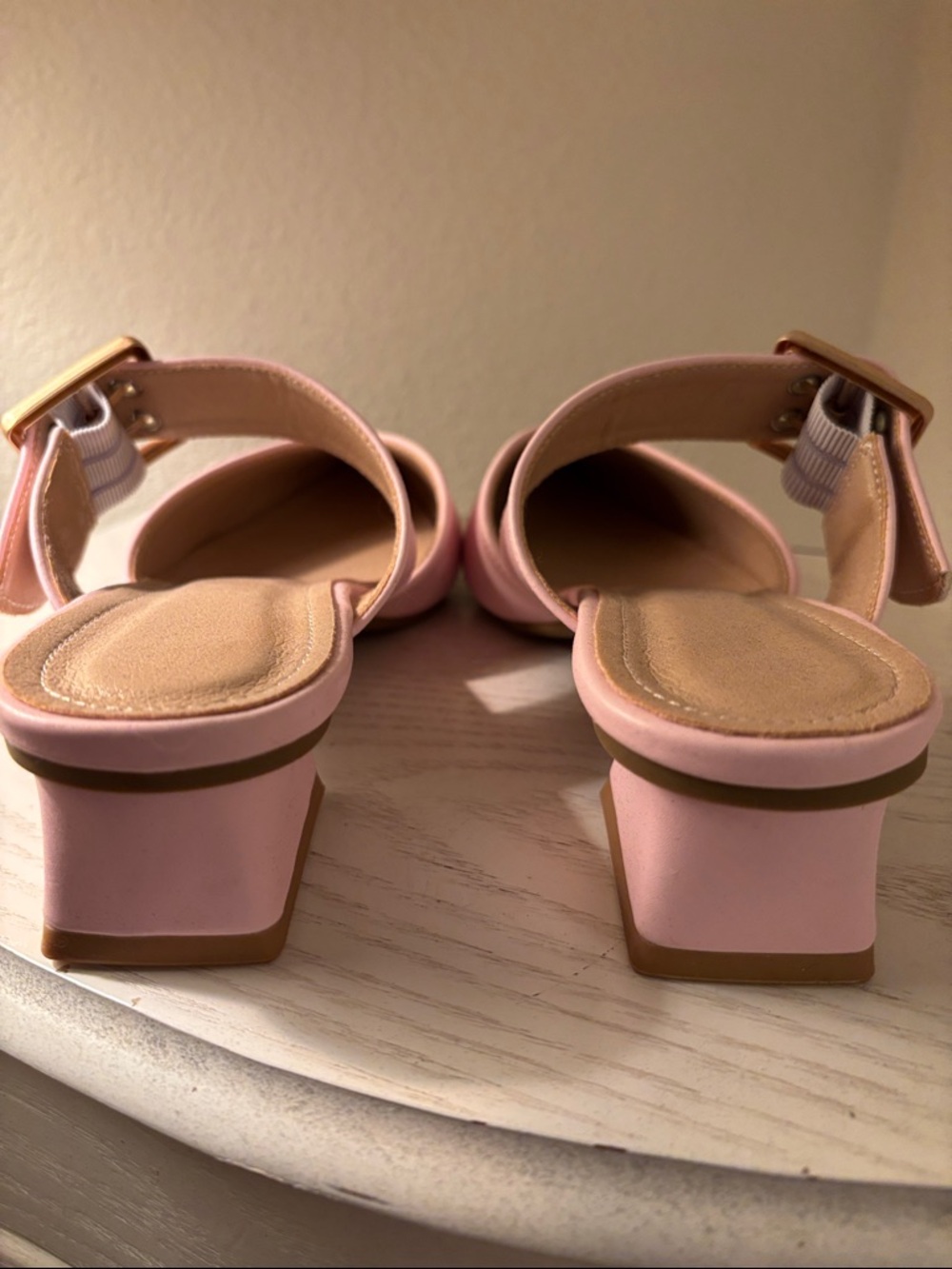 Pink Pointed Toe Block Heel Mules - Picture 3 of 8